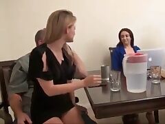 Pervy father fucks his daughter in the middle of a reunion